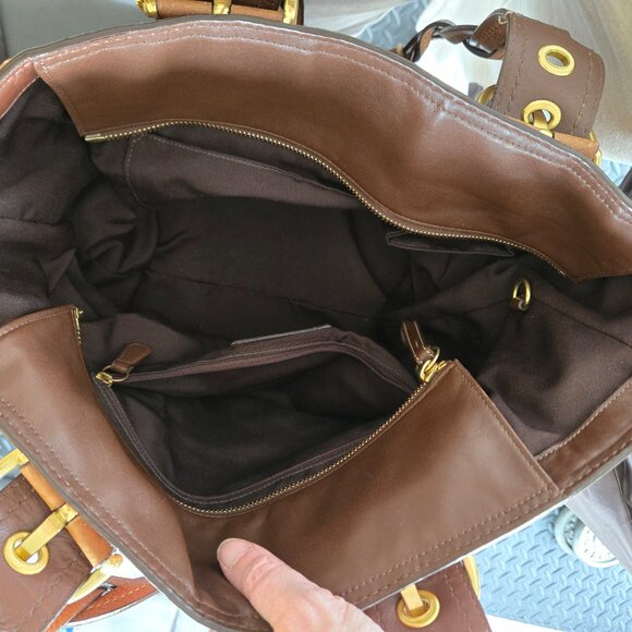 Coach Legacy Tobacco Brown Braided Handle Heavy Tote and Wallet - Picture 2 of 11